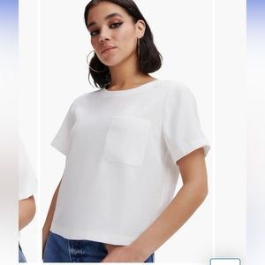 NWT Good American Pocket T-Shirt Ivory Size 2